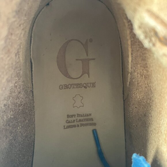 Mens Brown Leather Sneakers Blue Insert Double Lace Beds Made in Portugal - Picture 5 of 6